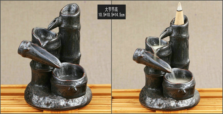 
                                        芳夕 烟倒流香炉 锥香沉檀塔香陶瓷香薰焚香炉 香道 一路莲升                