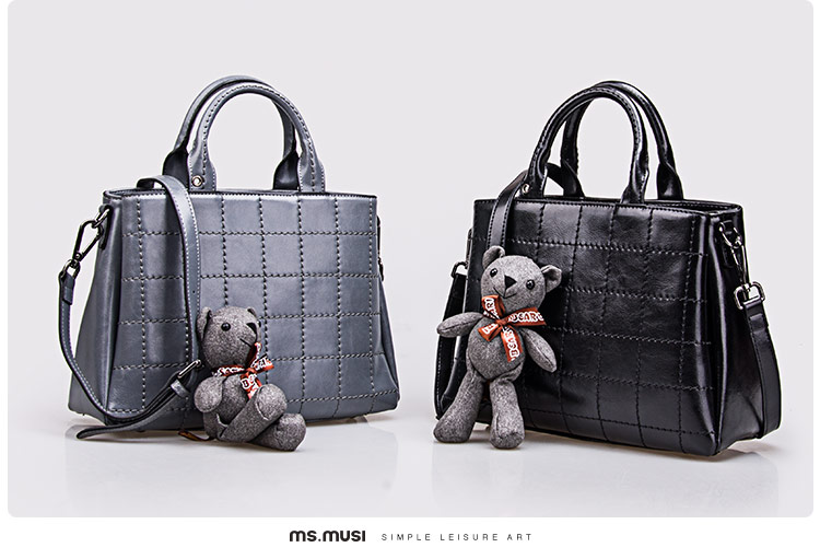 暮思小姐 新款秋冬菱格女包单肩斜挎包简约手提包008107 黑色