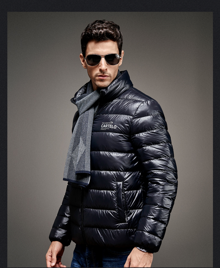 卡帝乐鳄鱼羽绒服男款轻薄羽绒服短款保暖外套男 蓝色 l