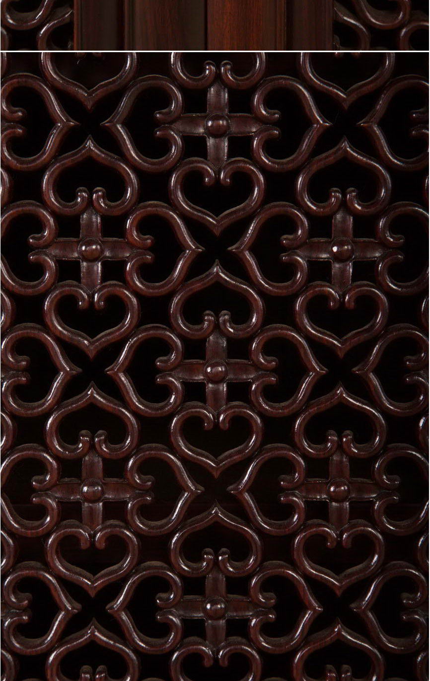 红酸枝透雕如意云纹鞋柜