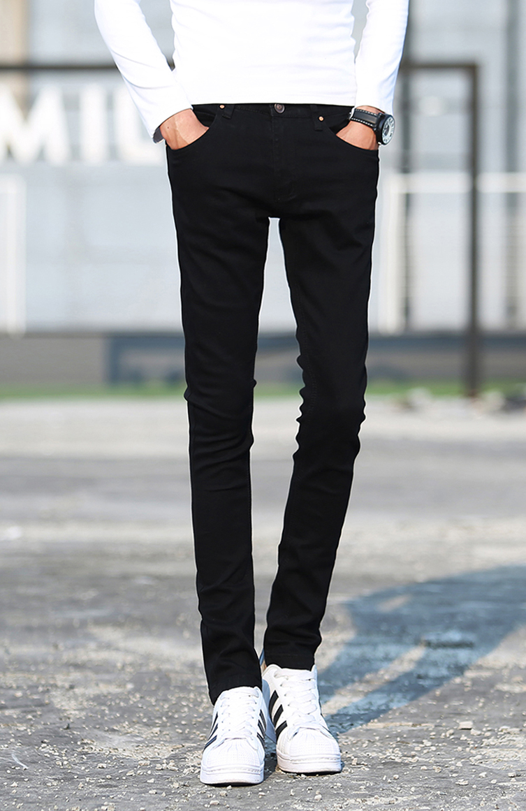 leezhi牛仔裤男士小脚铅笔裤韩版休闲修身弹力牛仔裤韩版薄款 89蓝色