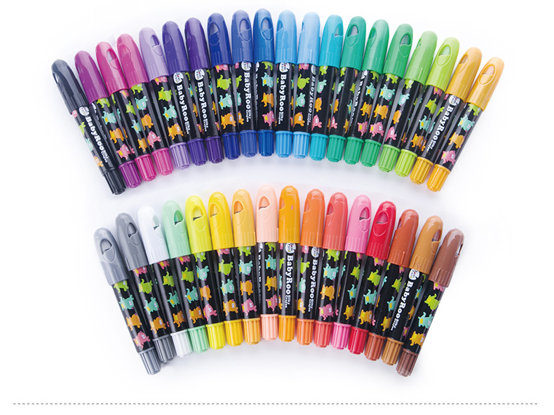 美乐蜡笔油画棒丝滑旋转可水洗宝宝绘画工具幼儿园儿童文具36色蜡笔