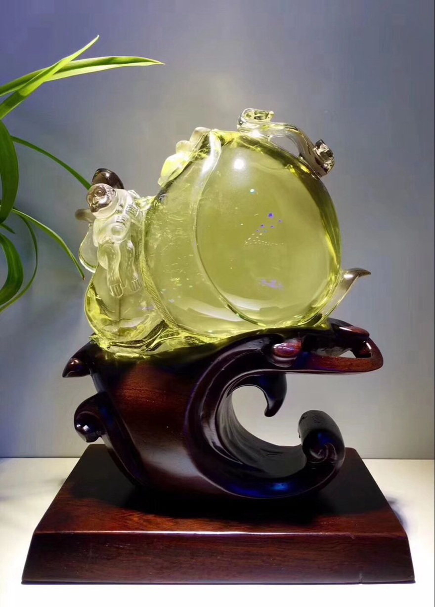 诺源珠宝精美天然黄水晶摆件金猴献寿造型款黄水晶摆件精湛手工雕琢