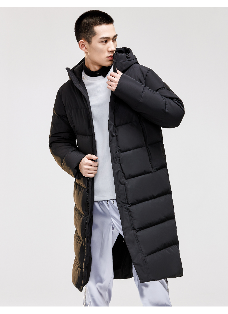 anta安踏男装中长款连帽羽绒服男春季新款保暖羽绒外套防风上衣