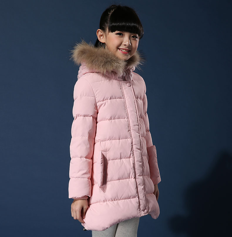 悍风女童羽绒服冬装2015新款大童女装8岁女孩儿童韩版上衣中长款外套