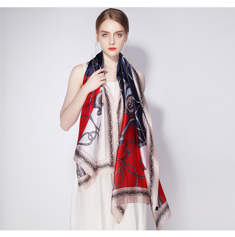 上海故事仿真丝丝巾女韩版百搭围巾多功能高档防晒纱巾夏季送礼盒装