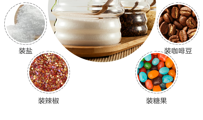 
                                        onlycook 高硼硅玻璃调味罐套装 可视竹木盖厨房调味盒 调料瓶放盐罐子                