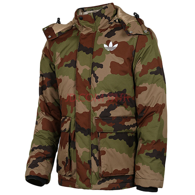 阿迪达斯adidas三叶草男款新款秋冬季迷彩棉服保暖棉服外套ab7856 b