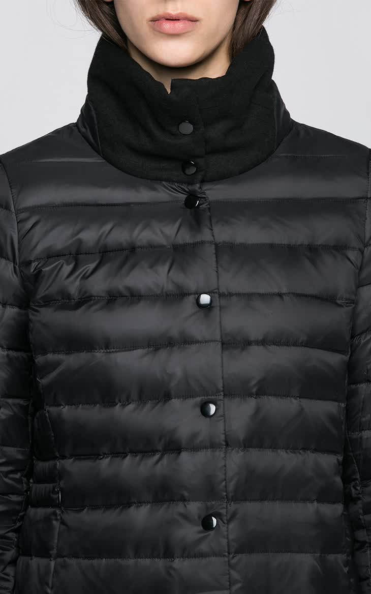 only秋装新品含羊皮拼接中长款灰鸭绒羽绒服女l|115312009 010黑 170
