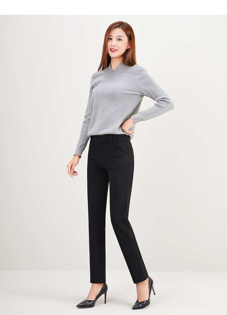 娅丽达女裤2019冬季新款休闲直筒裤女加厚宽松大码保暖长裤子h4015