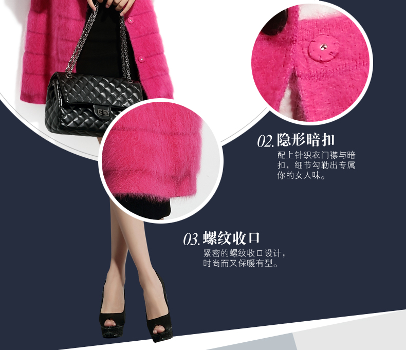 
                                        绒歆坊 秋冬款兔毛衫女中长款兔毛绒大衣开衫女兔毛外套 紫罗兰 XL                