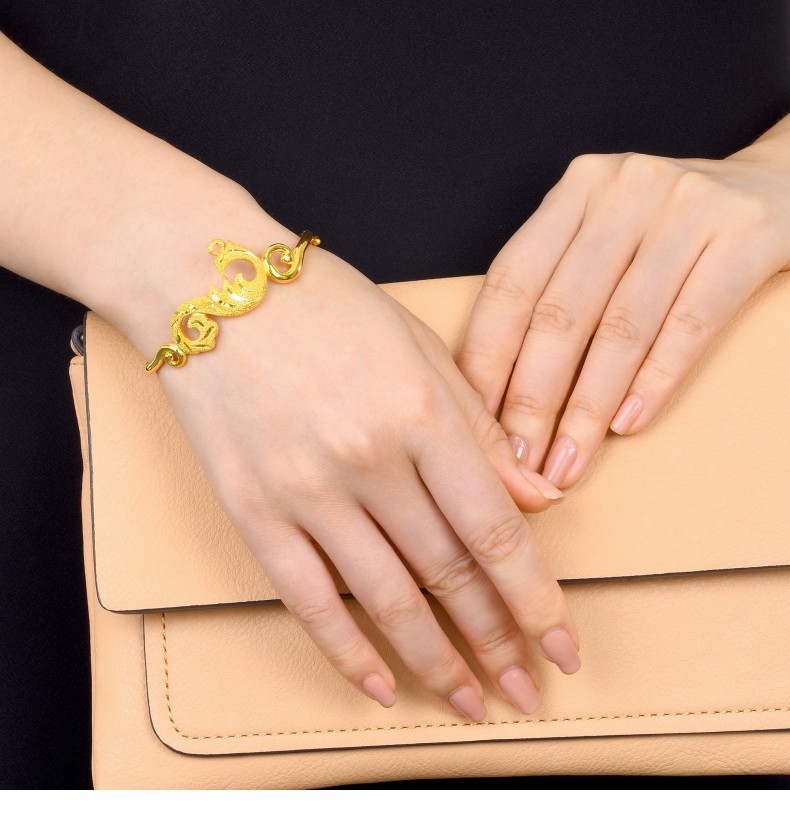 周生生足金龙凤-凤开口镯 黄金手镯女款结婚金手环传承金子手镯生生有