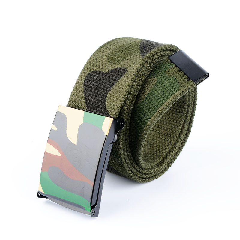 高中大学生军训皮带男女生迷彩帆布腰带青少年嘻哈皮带潮 卡其迷彩