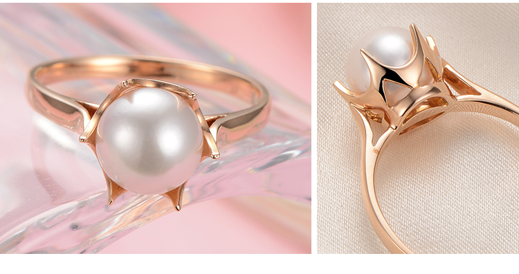 京润 皇冠 g18k金镶海水珍珠戒指 8-8.5mm 珠宝女 11