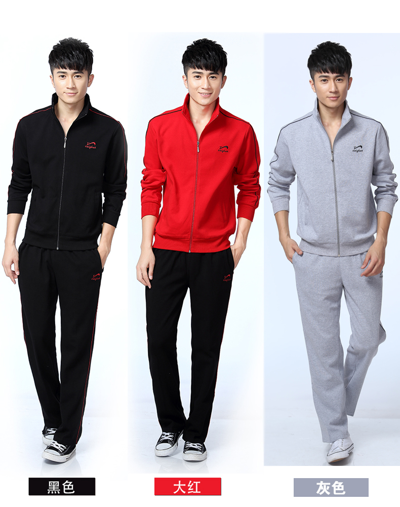 渡卡 春秋季正品男士立领透气运动服中老年超薄晨练户外运动休闲套装