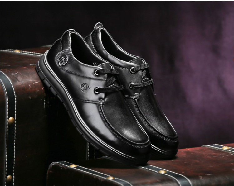 骆驼(camel) 时尚英伦休闲系带骆驼男鞋皮鞋 黑色 44