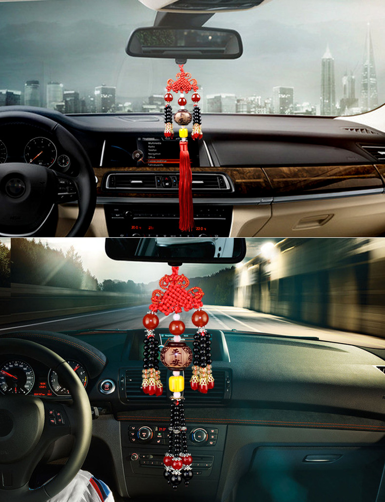 骁雄 汽车挂件香水饰品吊坠后视镜车内载用桃木挂件饰品 吉祥桃木-蓝