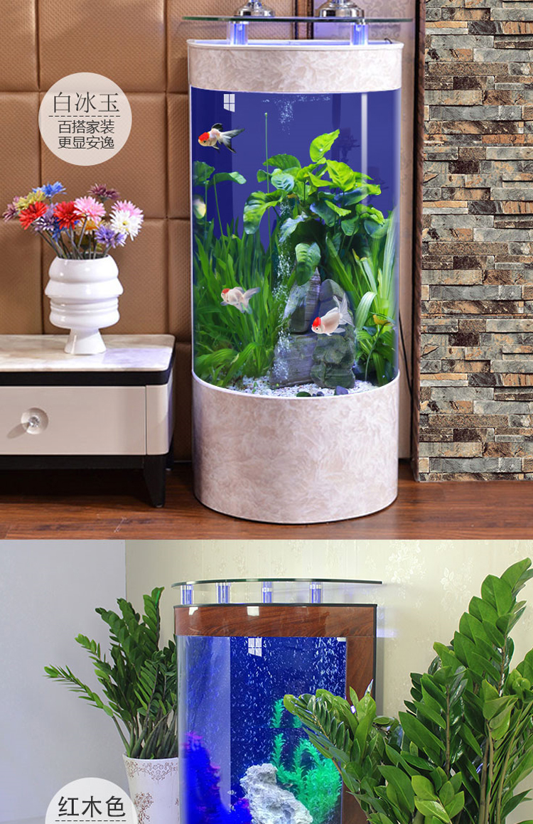 创海半圆形吧台鱼缸客厅中大型玻璃靠墙生态免换水家用落地欧式背滤