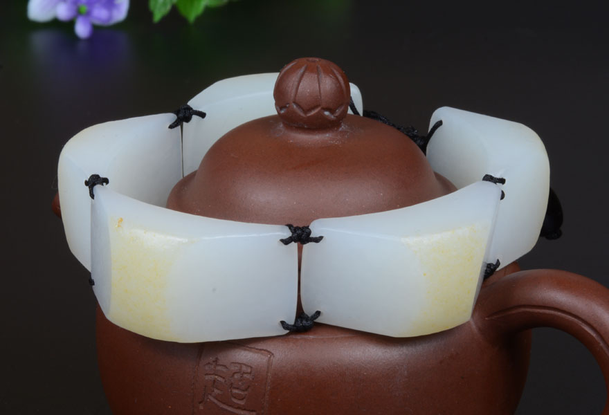 和田玉羊脂白玉马鞍形手链77.4326克 【玖润珠宝】