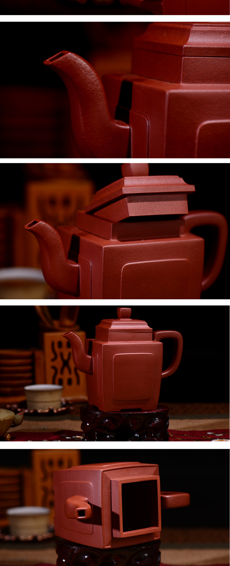 【国家研究员高级工艺美术大师】 葛岳纯 《高四方壶》 清水泥 450cc