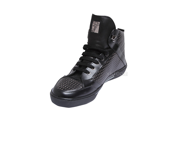 versace collection 男士真皮休闲鞋it码 黑色 40