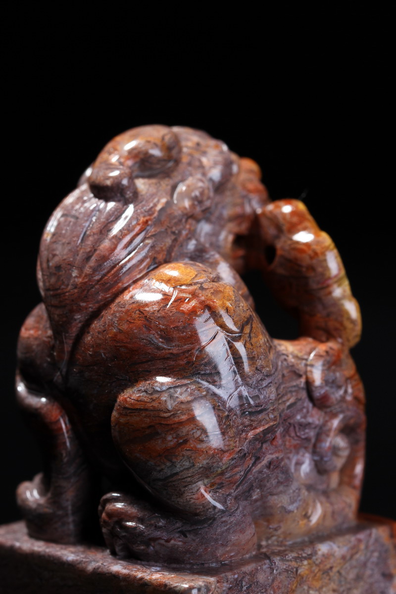 寿山石 杜陵花坑 古兽方章 精心雕刻 质地上乘 收藏篆刻佳