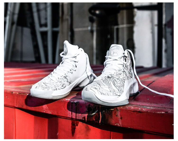 李宁驭帅10代镭射篮球鞋男高帮比赛战靴珀之心十周年版abak023 白色