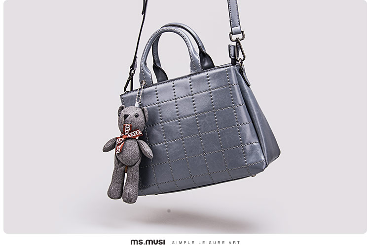 暮思小姐 新款秋冬菱格女包单肩斜挎包简约手提包008107 黑色