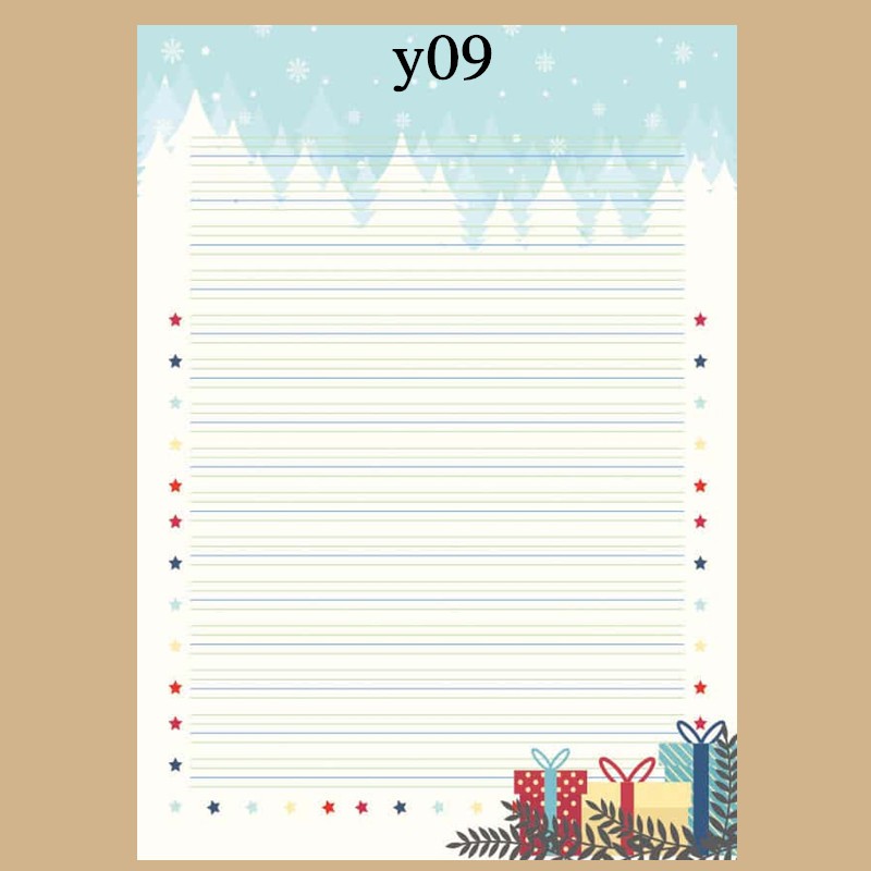 书写纸a4彩色英文四线三格信纸花纹打印纸带图案a4英语卡通信签纸英文