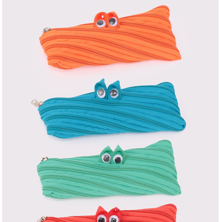 笔袋女韩国简约原宿zipper拉链小怪物笔袋创意多用收纳笔袋零钱笔袋