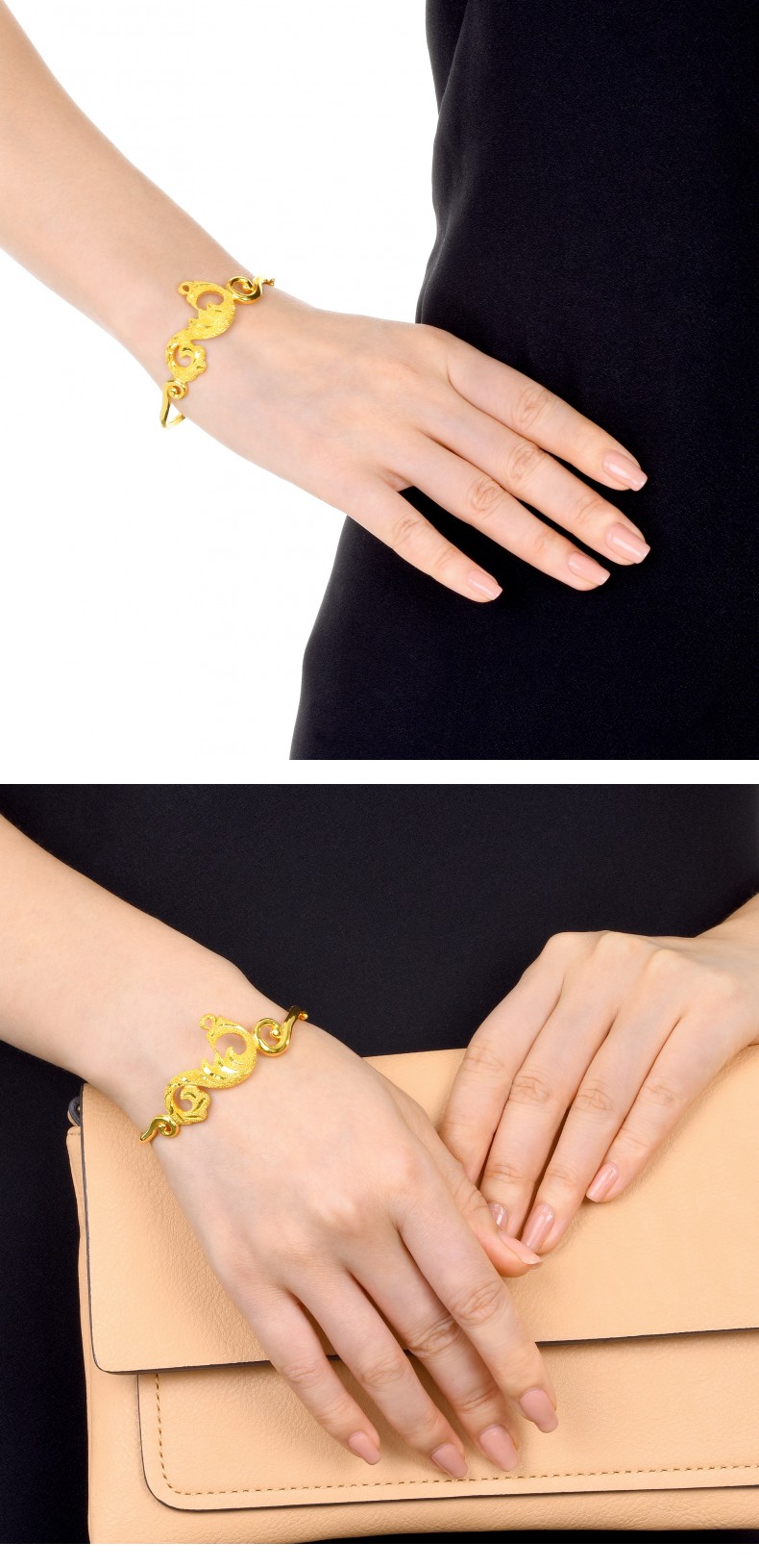 周生生足金龙凤-凤开口镯 黄金手镯女款结婚金手环传承金子手镯生生有