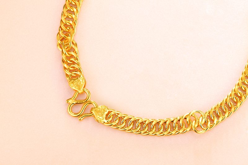 珂兰黄金足金项链黄金男士项链男款黄金扁泰国链h约4724g