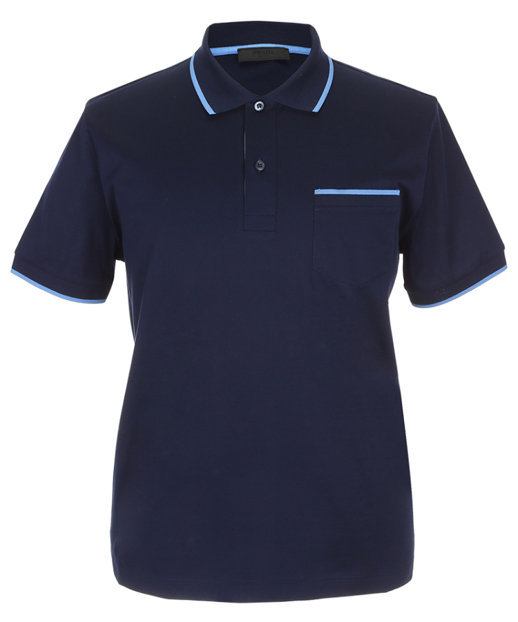 普拉达 prada 春夏新款 男仕 全棉 藏蓝色 短袖polo衫