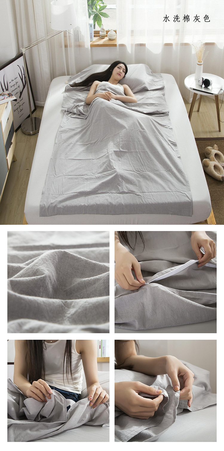 旅行便携式纯棉隔脏睡袋成人水洗棉睡袋加厚内胆超轻盈户外室内酒店