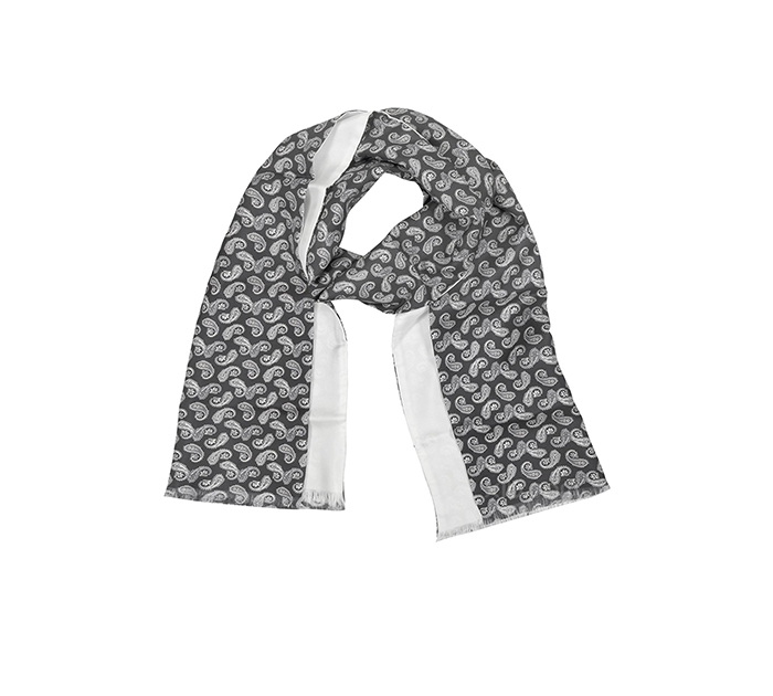 forzieri 男士真丝佩斯利花纹丝巾 白色 f