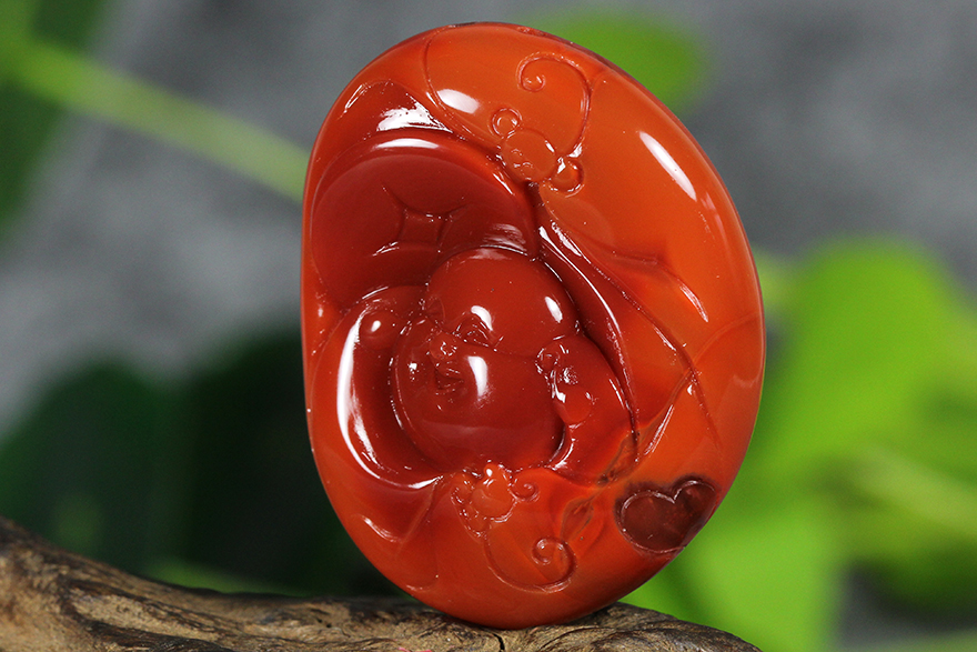 南红玛瑙笑佛挂件36.46克【玩石物语】