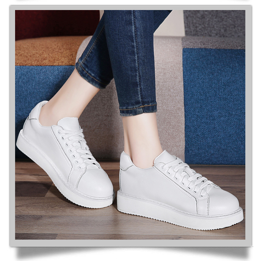 古奇天伦 2016夏秋新款系带低帮休闲鞋女 欧美时尚牛皮圆头女鞋 黑色