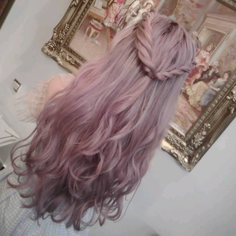 逼真lolita假发软妹假发日常假发原宿假发女香芋紫长卷发 香芋紫