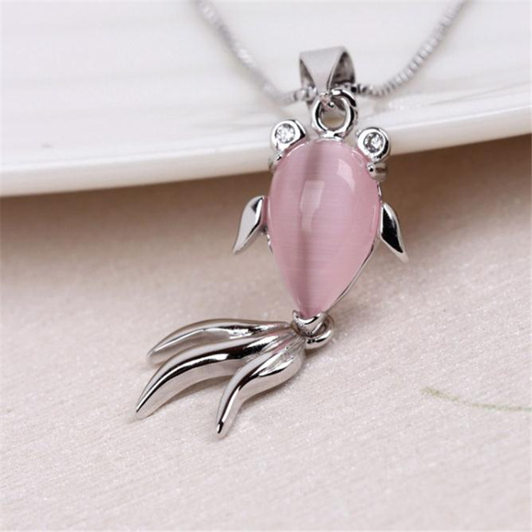 侨喜925银金鱼项链