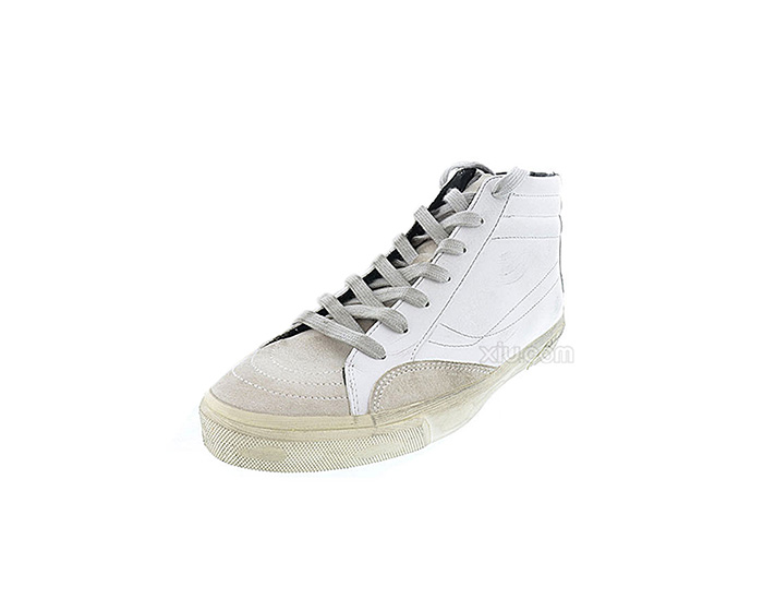 bikkembergs 毕肯伯格斯 男士拼色做旧真皮高帮鞋 白色 43