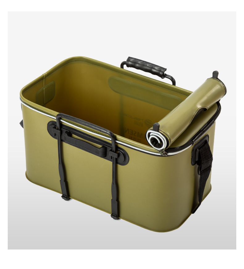 eva加厚活鱼桶钓鱼桶多功能折叠水桶鱼护桶可背可提装鱼箱渔具40cm有