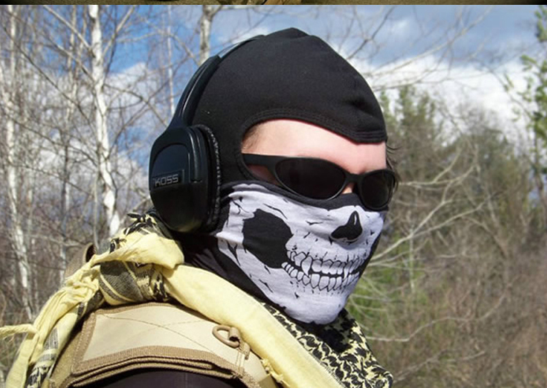 户外战术骑行头巾防尘口罩骷髅头夜光三角巾伪装面罩多功能迷彩头巾