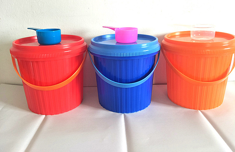 洗衣粉盒 居家收纳桶零食储存罐洗衣粉桶加厚塑料杂物桶 粉色透明