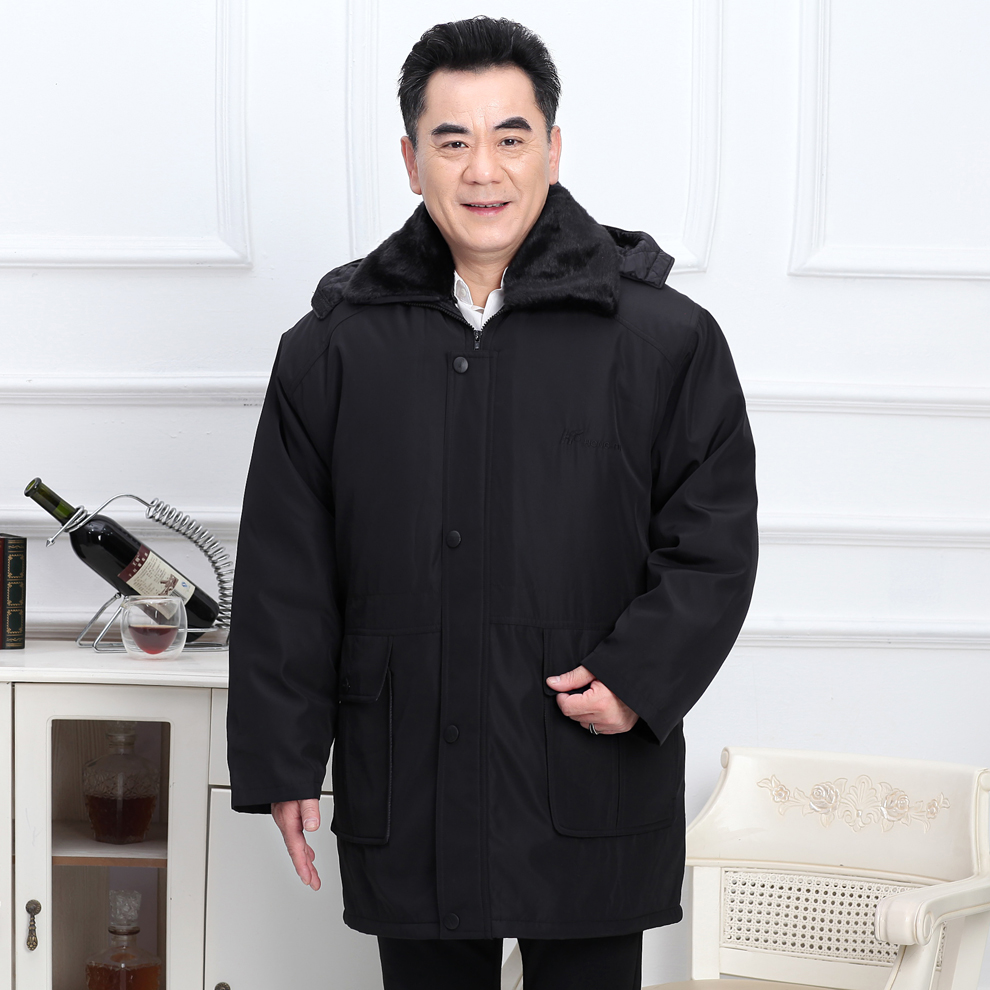 老年人男士棉衣加厚加绒爷爷装冬季棉袄爸爸外套服中长款父亲保暖棉服