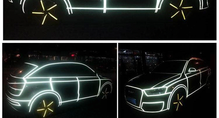 达珀德汽车贴纸夜间反光贴车身贴车身反光条夜光装饰贴轮廓亮光条夜光