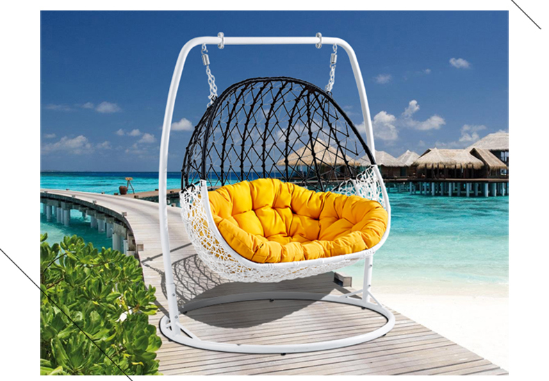 闽威新款高品质时尚 时尚黑白双人吊篮藤椅舒适鸟巢秋千阳台摇篮椅