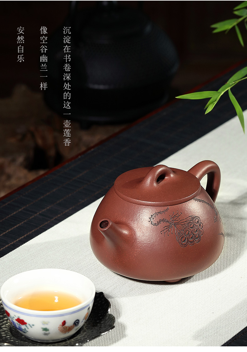 藏壶天下宜兴紫砂壶戴晨光9孔全手工茶壶家藏老底槽青石瓢金莲生香