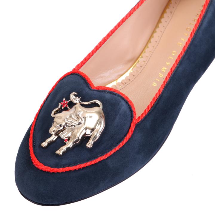 charlotte olympia 夏洛特·奥林匹亚 女士蓝色十二生肖磨砂平底鞋