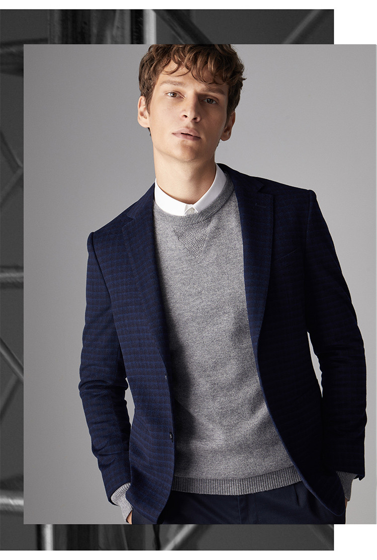 九牧王joeone 【专柜同款】新品时尚休闲百搭男式西服 藏青 44