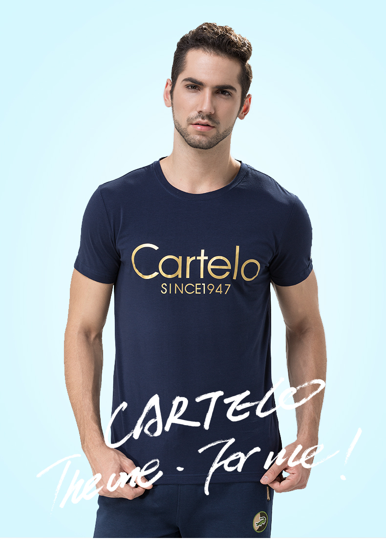 cartelo/卡帝乐鳄鱼男士t恤衫夏季青宽松纯色棉质短袖圆领衫 黑色 m【